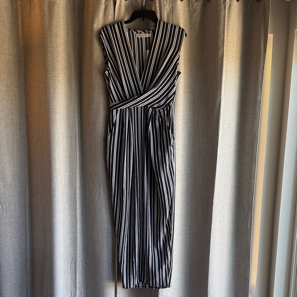 Navy and White Striped Women's Dress